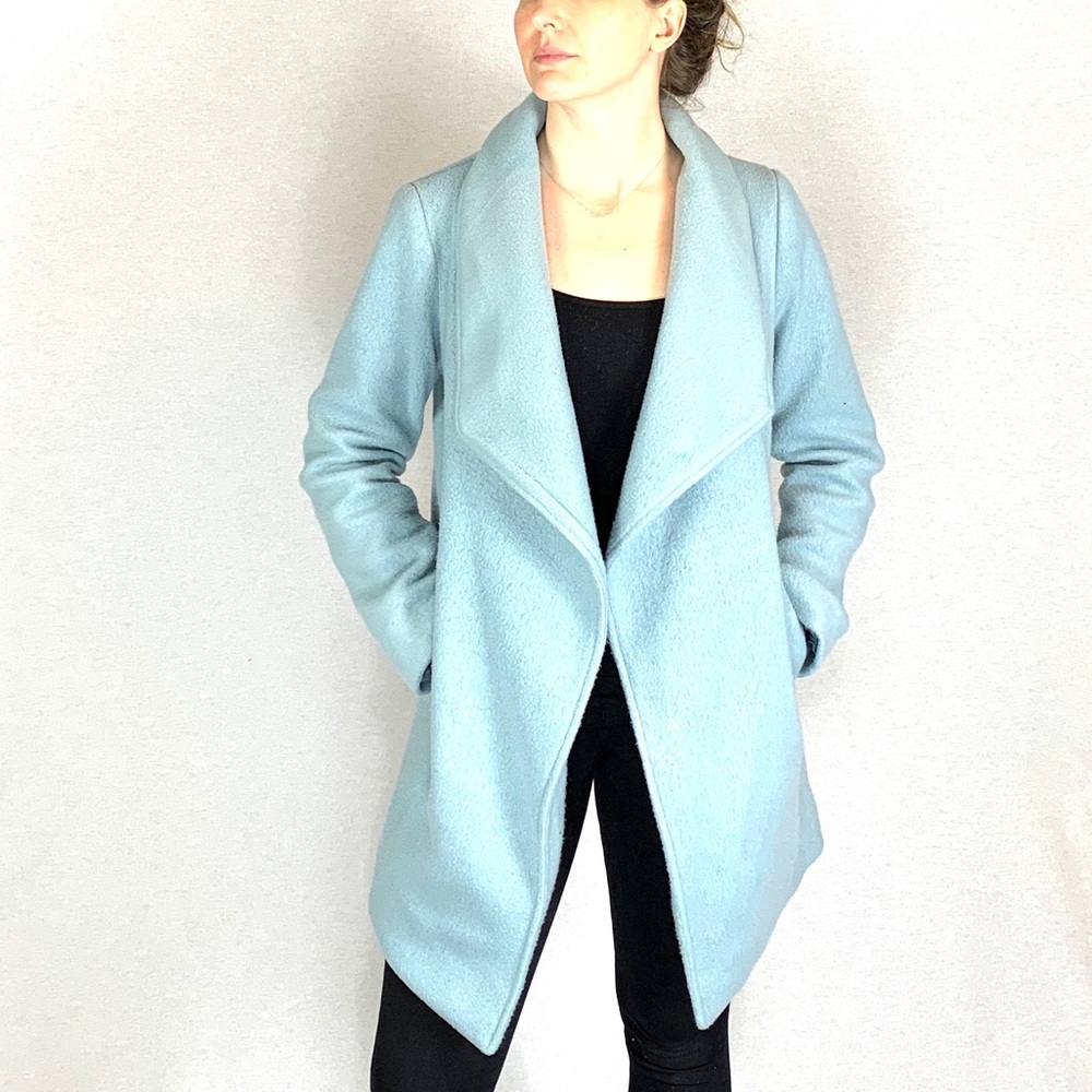 Pale Teal Fleece Open Front Jacket Cardigan